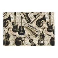 Sheet Music and Instruments Black/Gold ID481 Placemat