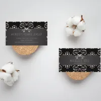 Vintage Elegant Bronze Baroque Border On Black Business Card