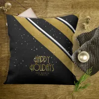 Christmas Stripe Pattern Gold/Black ID862  Throw Pillow