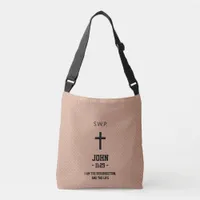 Beige Dotted Pattern Bible Chapter Verse Christian Crossbody Bag