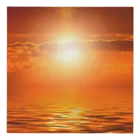 Tranquil Sunset Orange Golden Sky Over Sea Inspire Faux Canvas Print