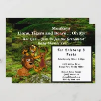 Jungle Couple Baby Shower, Lion Tiger Monkey Bear Invitation