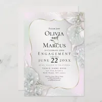 ENGAGEMENT | Wispy Pink Shimmery Leaves Invitation