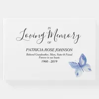 Blue Butterfly Memorial Funeral Remembrance Guest Book