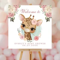 Cute Floral Giraffe Watercolor Baby Shower Welcome Foam Board