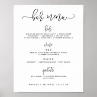 Wedding Bar Menu Sign - Bounce Calligraphy (Black)