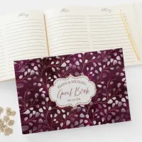 Watercolor Snowdrops Wedding V2 Plum/Copper ID726 Guest Book