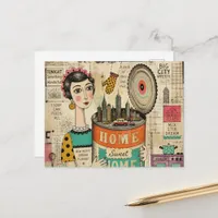 A can of home sweet home collage postcard