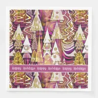 Magenta Gold Christmas Merry Pattern#25 ID1009 Paper Dinner Napkins