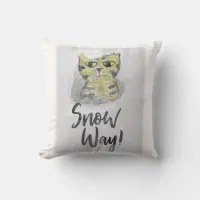 Snow Way Cat Folk Art Painting Humor Winter Icon Throw Pillow