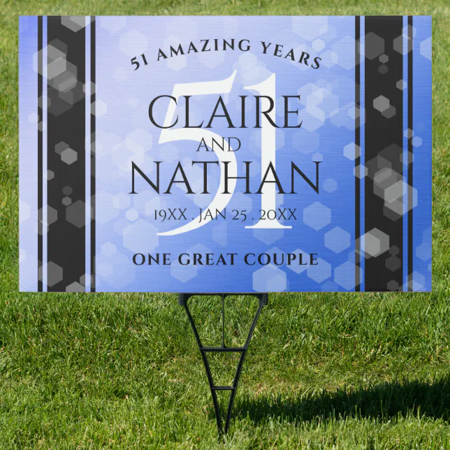 Elegant 51st Sapphire Wedding Anniversary Sign