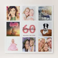 60th birthday photo collage woman white jigsaw puzzle