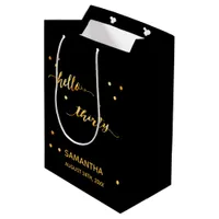 30th birthday party gold black hello thirty medium gift bag