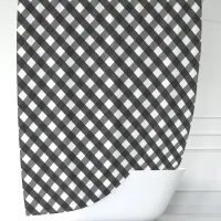 Black and White Gingham Plaid Shower Curtain