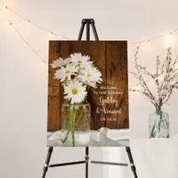 Mason Jar and White Daisies Barn Wedding Foam Board