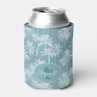 Hawaiian Palm Tree Silhouette Pattern Teal ID1093 Can Cooler