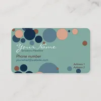 Teal Blush & Blue Color Floating Bubbles Business Card