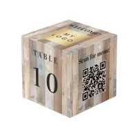 Table number QR code menu driftwood business logo Cube