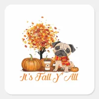 It’s Fall Y’all Halloween Thanksgiving Retro Class Square Sticker