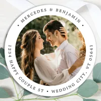Return Address Couple Photo Personalized Classic Round Sticker