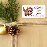 Cute Christmas Elf Personalized to and from Label
