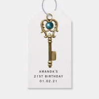Vintage Gold Gemstone Key Gift Tags