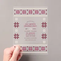Velvet Berry Ugly Sweater Christmas Party Acrylic Invitations