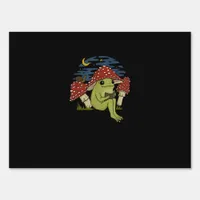 Frog Mushroom Hat Reading Book - Cottagecore Gobli Sign