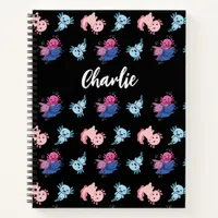 Personalized Black Axolotl Kid's  Notebook