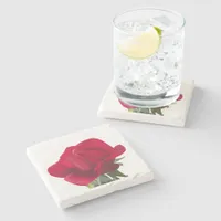 Rose rouge - Red rose  Stone Coaster