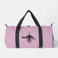 Pink Lilac Wavy Bubbles Rooted In Christ Christian Duffle Bag