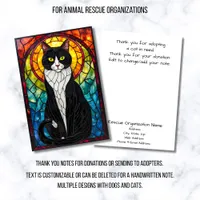 Stained Glass Animal Rescue Organization Cat Flat Thank You Card