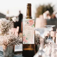 Rose Garden Wedding Cheers Peach ID764 Bottle Hanger Tag