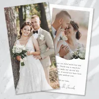 Minimalist 2 Photo Hearts Wedding Thank You Card