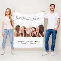 Friends forever BFF photo names white Fleece Blanket