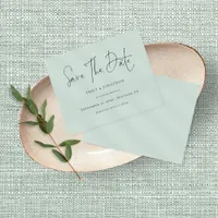 Budget Minimalist Script Mint Save The Date