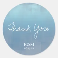 Watercolor Reflections Thank You Dusty Blue ID774 Classic Round Sticker