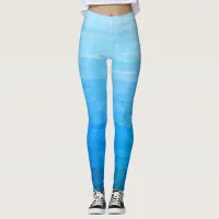 Blue Gradient Stripes Faded Leggings