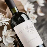 Chic Neutrals Wedding Thank You Powder ID1020 Wine Label