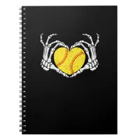 Skeleton Hands Heart Halloween Costume Softball Wo Notebook