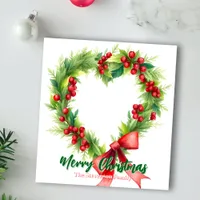 Festive Heart-Shaped Christmas Wreath with Red Bow Notepad