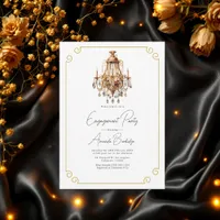 Old Money Aesthetic Black & Gold Engagement Party Invitation