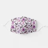 Girly Lavender Purple Roses Watercolor Floral Adult Cloth Face Mask