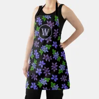 Jamaican National Blue Flower Patterned Kitchen Apron