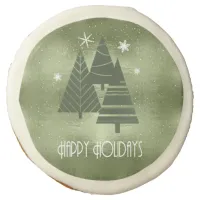 Christmas Trees and Snowflakes Green ID863 Sugar Cookie