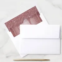 Girly Rose Gold Sparkle Glitter Drips Envelope Liner