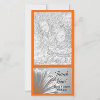 Orange Floral Highlights Wedding Thank You Card