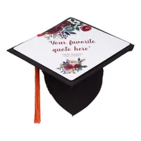 Boho Chic burgundy and navy floral personalized Graduation Cap Topper