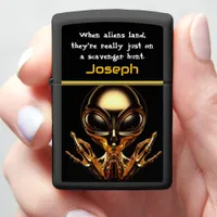 Golden Aliens Encounter at Area 51 Zippo Lighter