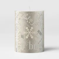 Christmas Text and Snowflake Pattern ID257 Pillar Candle